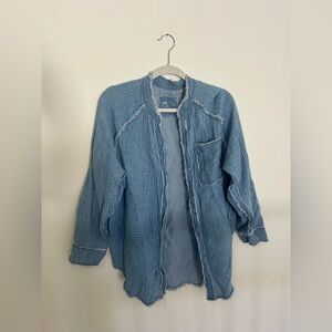 Aerie Light Blue Distressed Buttondown Shirt